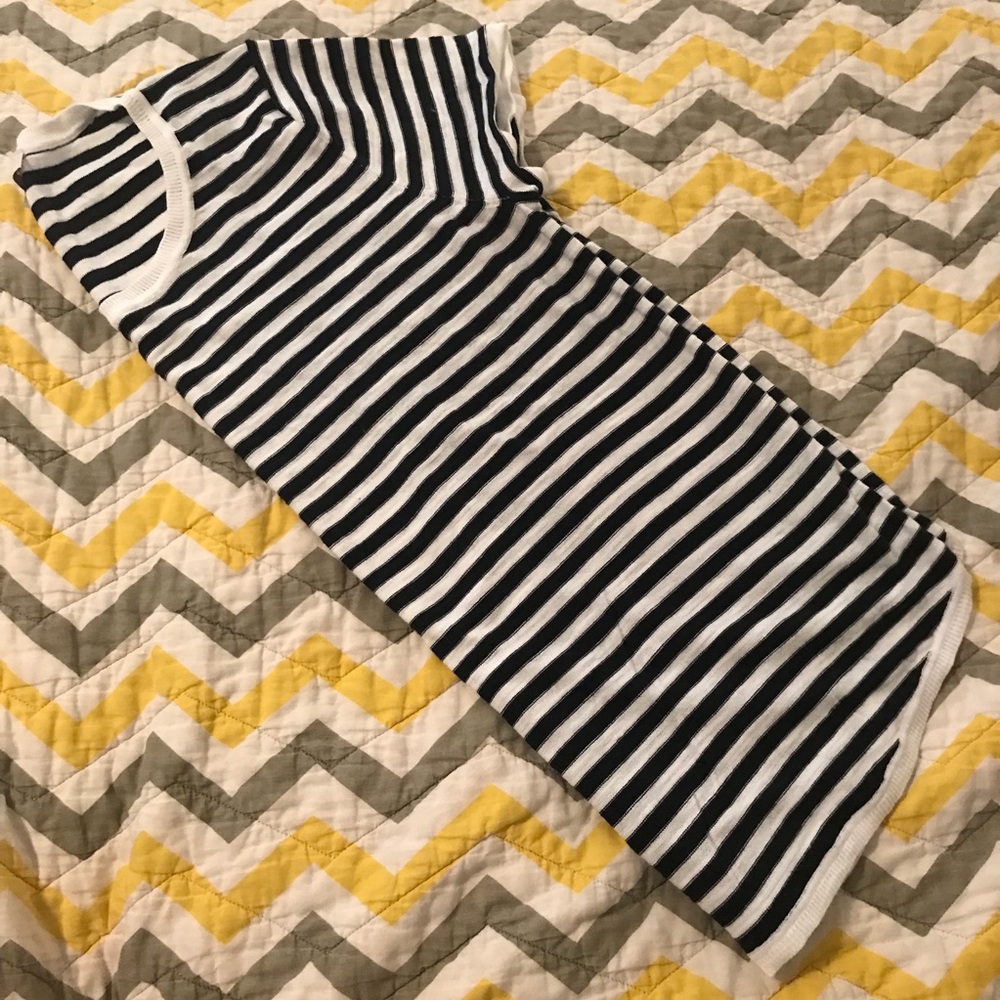 Loft Short Sleeved Navy and White Sweater